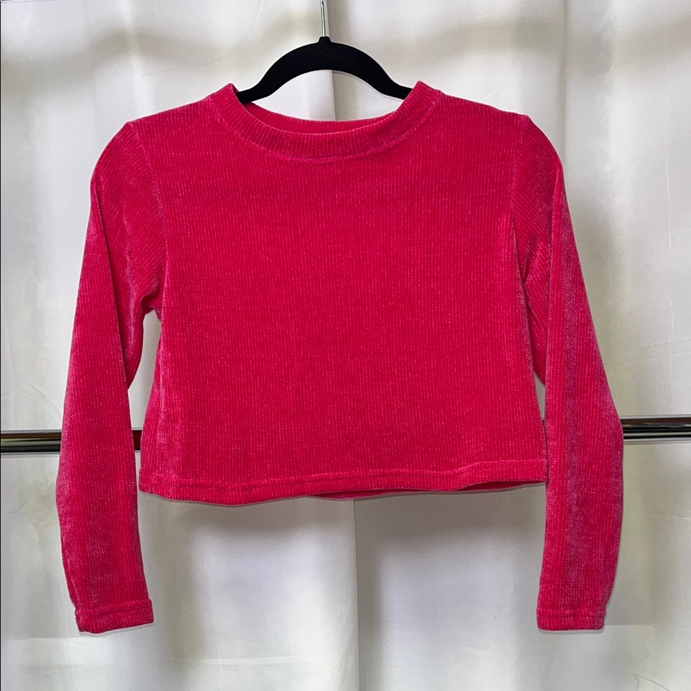 SLS Apparel girls Vibrant Pink velour-like material Sweater medium